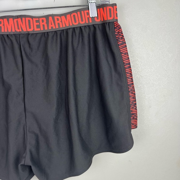 Under Armour Gray Orange Athletic Shorts Pockets Logo Travel Lounge - Picture 7 of 7